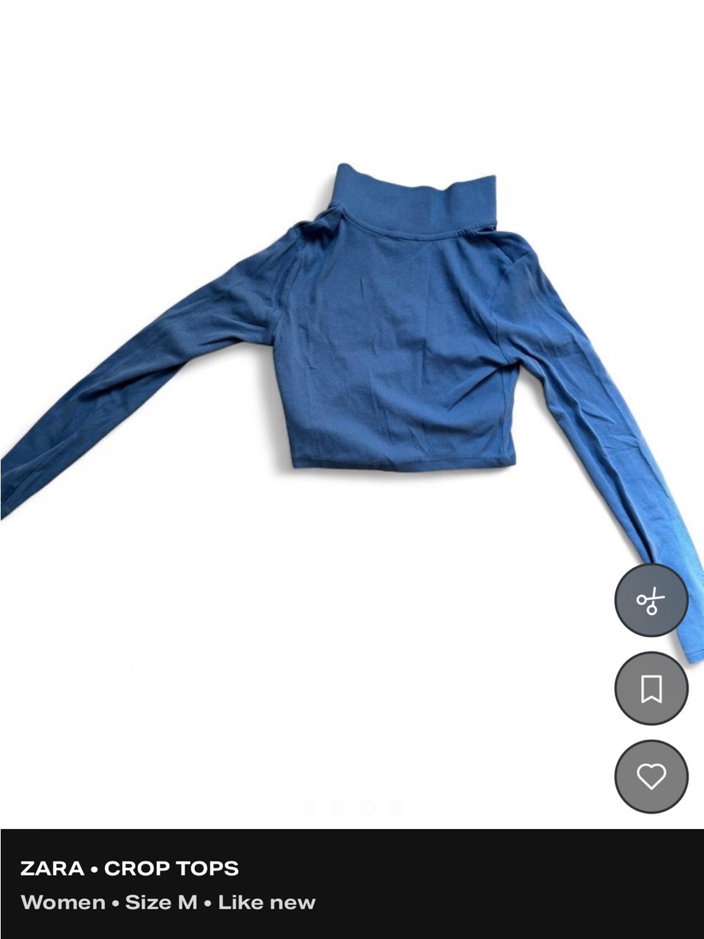 Zara Light Blue Ribbed Cropped Top - Picture 2 of 3